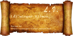Lőwinger Vilmos névjegykártya